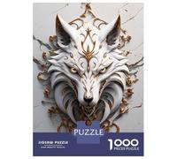 Jigsaw Puzzles for Teenagers 1000 White And Gold Wolf Head Ornament Jigsaws for Adults Brain Teaser Game Presents for Women Unique Birthday And Gifts 52x38cm/1000pcs