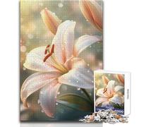 Jigsaw Puzzles for Teenagers 1000 White Lily with Dew Drops Enjoyable Quiet Leisure Activity Premium Accurate Edge Craft Toy Size 38x26cm
