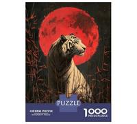 Jigsaw Puzzles for Teenagers 1000 White Tiger Under Blood Moon Adult Jigsaw Puzzle Relax Games Difficult Challenge Unique Birthday And Gifts 70x50cm/1000pcs