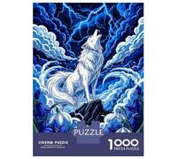 Jigsaw Puzzles for Teenagers 1000 White Wolf Howling Under Lightning Storm Adult Jigsaw Puzzle Hands-on Game Enhance Memory for Birthday, Chrismas 38x26cm/1000pcs