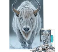 Jigsaw Puzzles for Teenagers 1000 White Yak in Winter Bison Challenging To Complete A Work of Art Anti-Stress Toys Suitable for Ages 14 And Up (38x52cm)