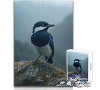 Jigsaw Puzzles for Teenagers 1000 Wild Magpie Perched on Rock Enjoyable Quiet Leisure Activity Premium Accurate Edge Craft Toy Size 38x26cm