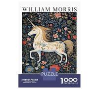 Jigsaw Puzzles for Teenagers 1000 William Morris Unicorn Floral Puzzles for Adults Hands-on Game Stress Reliever Help The Brain Exercise 70x50cm/1000pcs