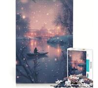Jigsaw Puzzles for Teenagers 1000 Winters Night on Water Relax Games Home Art Decor Suitable for Desktop Decoration 38x26cm