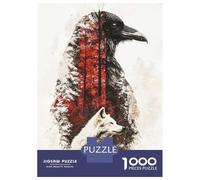 Jigsaw Puzzles for Teenagers 1000 Wolf And Raven Double Exposure Adult Jigsaw Puzzle Hands-on Game Enhance Memory for Birthday, Chrismas 70x50cm/1000pcs