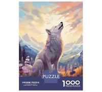 Jigsaw Puzzles for Teenagers 1000 Wolf Howling at Sunset Puzzle for Adults Toy Wall Decor Stress Reliever Help The Brain Exercise 70x50cm/1000pcs