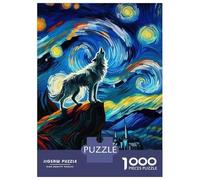 Jigsaw Puzzles for Teenagers 1000 Wolf Howling Under Starry Night Sky Puzzles for Adults Hands-on Game Stress Reliever Help The Brain Exercise 52x38cm/1000pcs