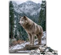 Jigsaw Puzzles for Teenagers 1000 Wolf in The Snow Stress Reliever Staycation Kill Time Perfect Decoration for Age 14+ 26x38cm