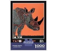 Jigsaw Puzzles for Teenagers 1000 Yayoi Kusama Rhino No.10 Exhibition Poster Puzzles for Adults DIY Toys Birthday Present Deal As Gifts for The Whole Family 70x50cm/1000pcs