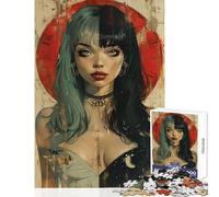 Jigsaw Puzzles for Teenagers 1000 Young Goth Girl Poster Fun Games Stress Reliever Home Decoration Toys Every Piece Is Unique - (38x26cm)