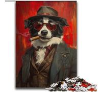 Jigsaw Puzzles for Teenagers 2000 Border Collie Smoking for Age 14+ Brain Teaser Game Best Gift for Adults And Teenagers 70x100cm