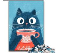 Jigsaw Puzzles for Teenagers 2000 Piece Cat Drinking Coffee Learning Educational Toys Family Games Educational Game for Birthday, Chrismas 70x100cm
