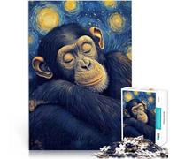 Jigsaw Puzzles for teenagers 2000 Piece Chimpanzee Starry Night Familienspaß mit passendem Poster und Quizblatt70x100cm