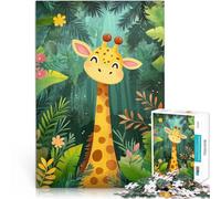 Jigsaw Puzzles for teenagers 2000 Piece Cute Giraffe in Jungle Analyse und Logik mit passendem Poster und Quizblatt70x100cm