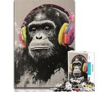 Jigsaw Puzzles for Teenagers 2000 Piece Gorilla with Headphones,for Educational Game Challenge Toy Birthday Present,Gifts,Wall Art 70x100cm