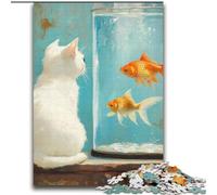 Jigsaw Puzzles for Teenagers 2000 Piece Puzzle Cat And Goldfish,Stress Reliever Difficult Challenge Every Piece Is Unique - Challenging Family Fun Game 70X100cm