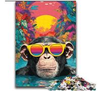 Jigsaw Puzzles for Teenagers 2000 Piece Puzzle Chimpanzees at The Beach,Challenging Game And Family Play with Fully Interlocking Randomly Shaped Pieces 70X100cm