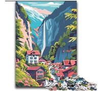 Jigsaw Puzzles for Teenagers 2000 Piece Puzzle Lauterbrunnen Waterfall, Educational Toys for Is Ideal As A Gift for The Whole Family for And 14 Years Old 70x100cm