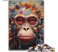 Jigsaw Puzzles for Teenagers 2000 Piece Puzzle Psychedelic Monkey,Educational Family Game with Fully Interlocking Randomly Shaped Pieces 70x100cm
