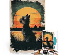 Jigsaw Puzzles for teenagers 2000 Piece Yorkshire Terrier Silhouette Sunset Analyse und Logik Wohnkunstdekor70x100cm