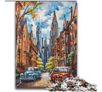 Jigsaw Puzzles for Teenagers 2000 Pieces Lovely City Landscape in Watercolour for Age 14 Years And over Beautiful Design GameBeautiful Design Game Great Gift 70x100cm