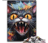 Jigsaw Puzzles for Teenagers 2000 Psychedelic Animal Cat,Educational Games Home Decoration Educational Game for Birthday,Chrismas 70X100cm