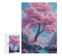 Jigsaw Puzzles for Teenagers 300 PCS Cherry Blossom Paradise Waterfall Jigsaws for Adults Puzzle Hand Speed Race for Birthday, Chrismas Challenging Game Gifts 300 PCS