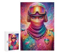 Jigsaw Puzzles for Teenagers 300 PCS Colorful Motorcycle Helmet Artwork Jigsaw Puzzles for Teenagers Enhance Memory for Birthday, Chrismas Beautiful Design Game 300 PCS