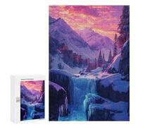 Jigsaw Puzzles for Teenagers 300 PCS Frosty Mountain Waterfall Sunset Jigsaw Puzzles for Teenagers Enhance Memory for Birthday, Chrismas Beautiful Design Game 300 PCS