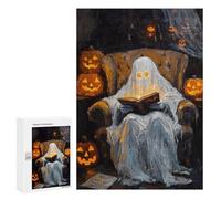 Jigsaw Puzzles for Teenagers 300 PCS Ghost Reading Book Halloween-1 Jigsaws for Adults Puzzle Hand Speed Race for Birthday, Chrismas Challenging Game Gifts 300 PCS