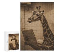 Jigsaw Puzzles for Teenagers 300 PCS Giraffe Reading Newspaper Jigsaws for Adults Puzzle Hand Speed Race for Birthday, Chrismas Challenging Game Gifts 300 PCS