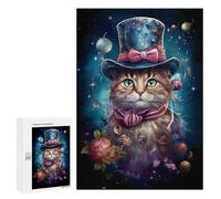 Jigsaw Puzzles for Teenagers 300 PCS Magical Cat in Top Hat Jigsaw Puzzles for Teenagers Enhance Memory for Birthday, Chrismas Beautiful Design Game 300 PCS
