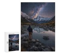 Jigsaw Puzzles for Teenagers 300 PCS Milky Way Reflections in Mountains Jigsaw Puzzles for Teenagers Enhance Memory for Birthday, Chrismas Beautiful Design Game 300 PCS