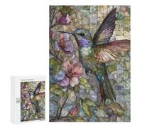 Jigsaw Puzzles for Teenagers 300 PCS Stained Glass Hummingbird Art-4 Jigsaws for Adults Puzzle Hand Speed Race for Birthday, Chrismas Challenging Game Gifts 300 PCS