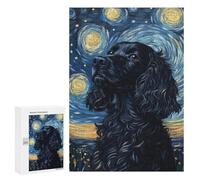 Jigsaw Puzzles for Teenagers 300 PCS Starry Night Cocker Spaniel Art Print-6 Jigsaws for Adults Puzzle Hand Speed Race for Birthday, Chrismas Challenging Game Gifts 300 PCS
