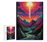 Jigsaw Puzzles for Teenagers 300 PCS Vibrant Mountain Sunset Poster Jigsaw Puzzles for Teenagers Enhance Memory for Birthday, Chrismas Beautiful Design Game 300 PCS