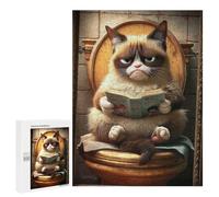 Jigsaw Puzzles for Teenagers 500 PCS Grumpy Cat Reading Book-7 Jigsaws for Adults Puzzle Hand Speed Race for Birthday, Chrismas Challenging Game Gifts 500 PCS
