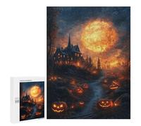 Jigsaw Puzzles for Teenagers 500 PCS Halloween Haunted House with Jack-o'-Lanterns Jigsaw Puzzles for Teenagers Enhance Memory for Birthday, Chrismas Beautiful Design Game 500 PCS