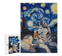 Jigsaw Puzzles for Teenagers 500 PCS Starry Night Husky with Beer -1 Jigsaws for Adults Puzzle Hand Speed Race for Birthday, Chrismas Challenging Game Gifts 500 PCS
