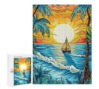 Jigsaw Puzzles for Teenagers 500 PCS Tropical Sunset Sail-1 Jigsaw Puzzles for Teenagers Enhance Memory for Birthday, Chrismas Beautiful Design Game 500 PCS