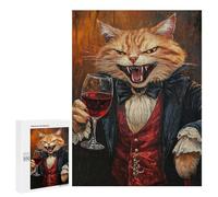 Jigsaw Puzzles for Teenagers 500 PCS Vampire Cat with Wine Glass Jigsaws for Adults Puzzle Hand Speed Race for Birthday, Chrismas Challenging Game Gifts 500 PCS