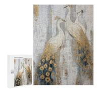 Jigsaw Puzzles for Teenagers 500 PCS White Peacock Wall Art Decor Jigsaws for Adults Puzzle Hand Speed Race for Birthday, Chrismas Challenging Game Gifts 500 PCS