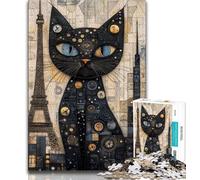 Jigsaw Puzzles for Teenagers Abstract Cat Puzzles,for Educational Game Challenge Toy Birthday Present, Gifts, Wall Art (size 75x50cm)