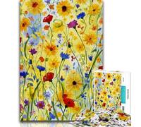 Jigsaw Puzzles for Teenagers Abstract Yellow Flower,Help The Brain Exercise Addictive Toys to Cultivate Patience Perfect Decoration (75x50cm)