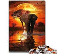 Jigsaw Puzzles for Teenagers African Elephants 1000 Piece Jigsaw,Stress Reliever Staycation Kill Time Parent-child Interaction (75x50cm)