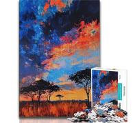 Jigsaw Puzzles for Teenagers African Grassland Sunset Puzzles for Teenagers,Educational Games Home Decoration Suitable for Desktop Decoration (size 75x50cm)