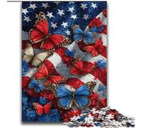 Jigsaw Puzzles for Teenagers American Flag Butterfly for And from 14 Years And over Hands-on Game Christmas Game Gifts 70x100cm