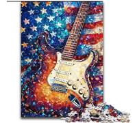 Jigsaw Puzzles for Teenagers American Flag Guitar, Analysis And Logic with Fully Interlocking Randomly Shaped Pieces for And Age 14 Years Up (Size 26x38cm)