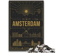 Jigsaw Puzzles for Teenagers Amsterdam Netherlands Puzzles,Challenging Game Gifts for Is Ideal As A Gift for The Whole Family (50x75cm)