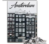 Jigsaw Puzzles for Teenagers Amsterdam, Stress Reliever Difficult Challenge Secret Santa Gifts for Age 14 Years Up 26x38cm